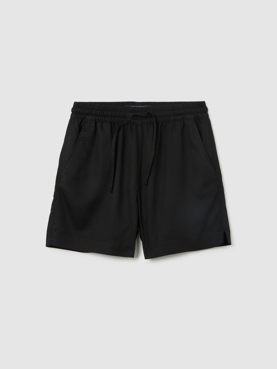 Shorts da donna in lyocell nero regular fit_0