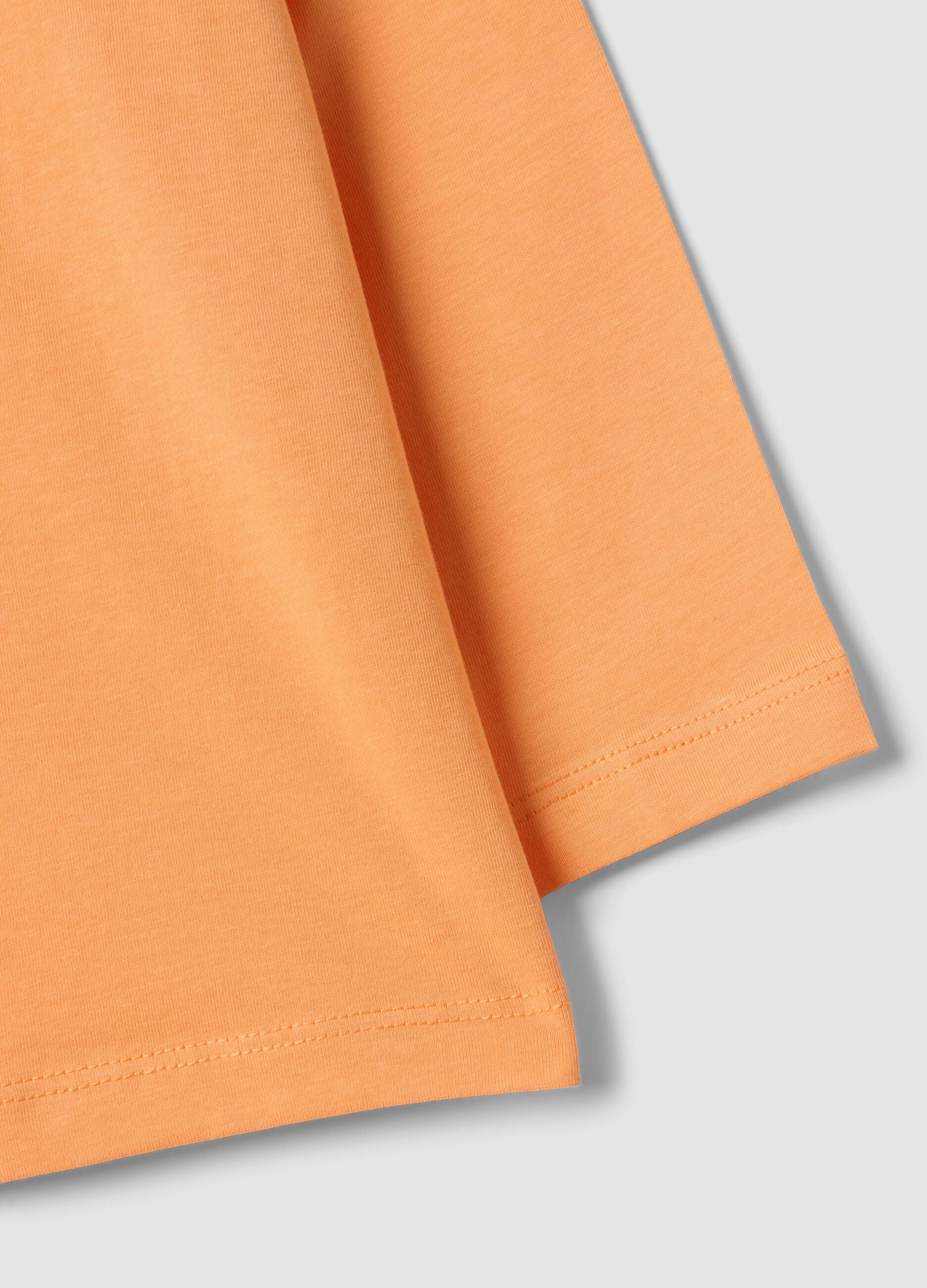Orange oversized pure cotton skate-print T-shirt for boys