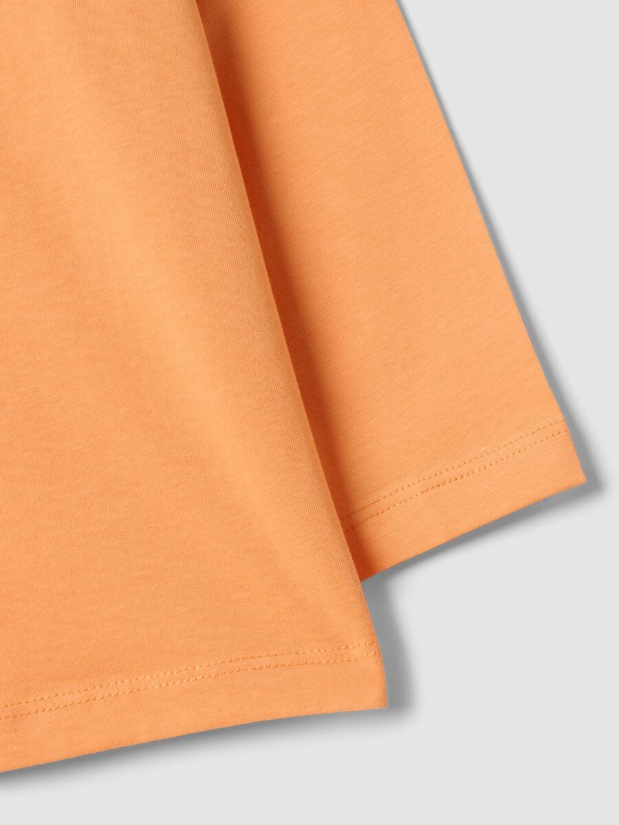T-shirt over fit arancione in puro cotone con stampa skate per bambino_3