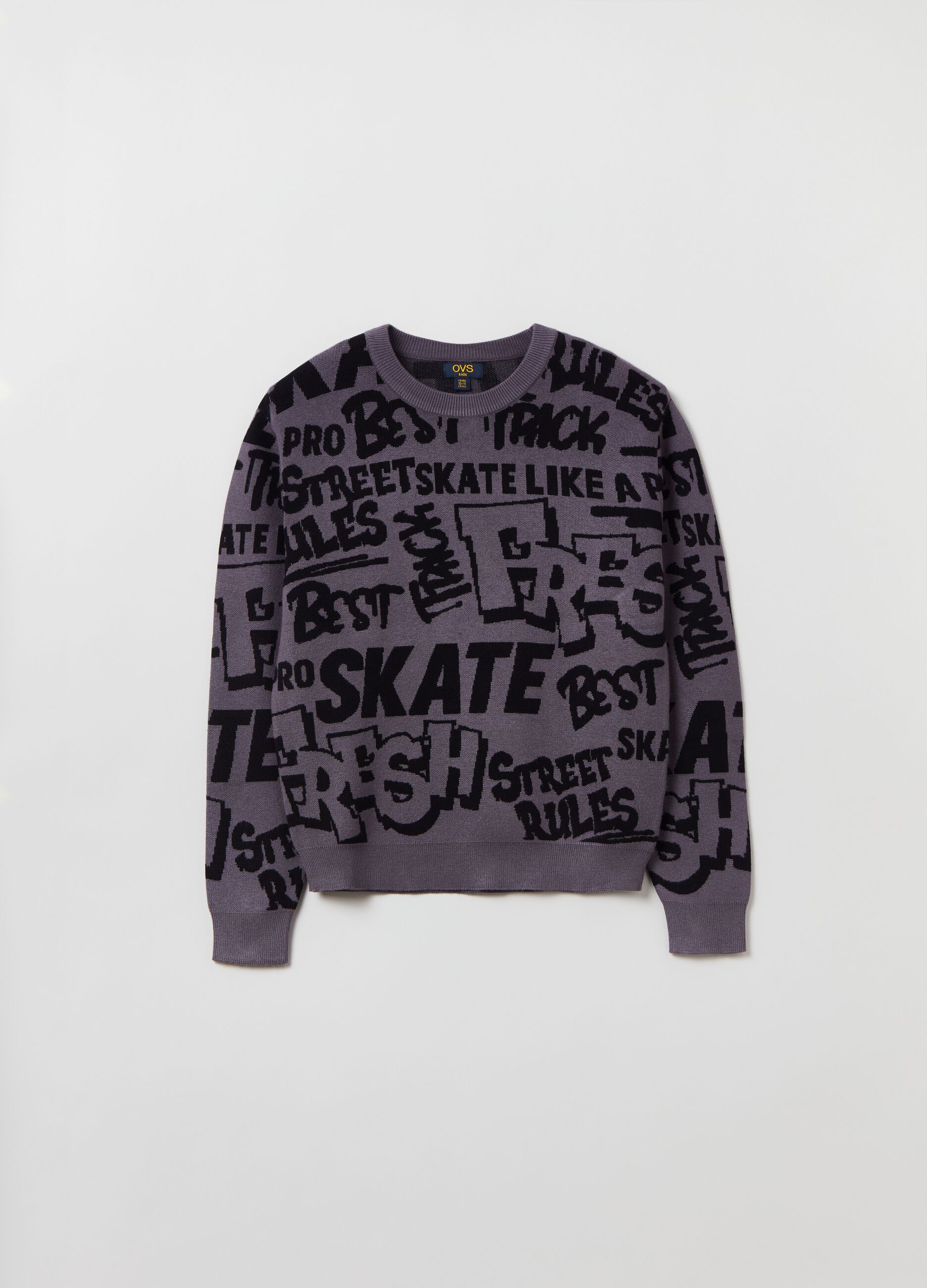 Pullover tricot con disegno lettering_0