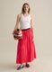 Red cotton midi skirt_0