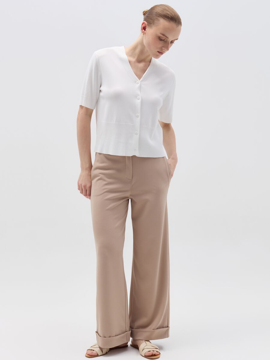 Wide-leg trousers with turn-ups_0