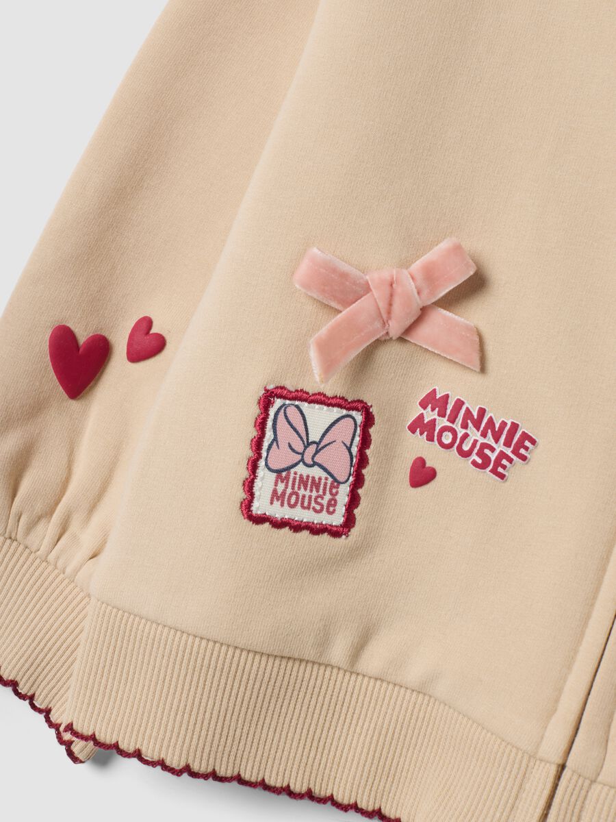 Felpa beige over fit in cotone organico elasticizzato con fantasia Minnie_2