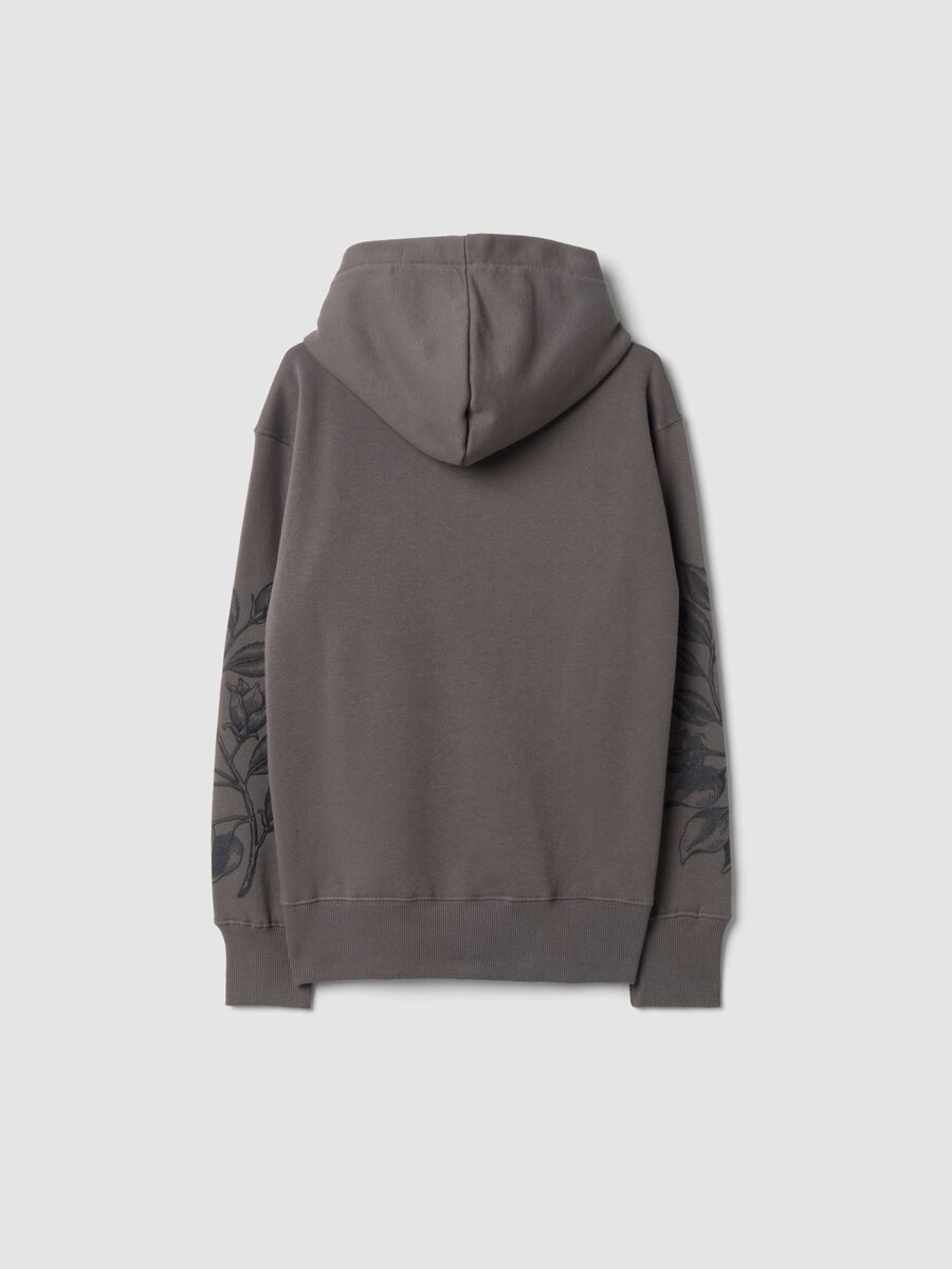 Dark grey cotton-blend hooded sweatshirt with embossed embroidery_1