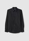 Black cotton blend slim fit easy iron shirt_4