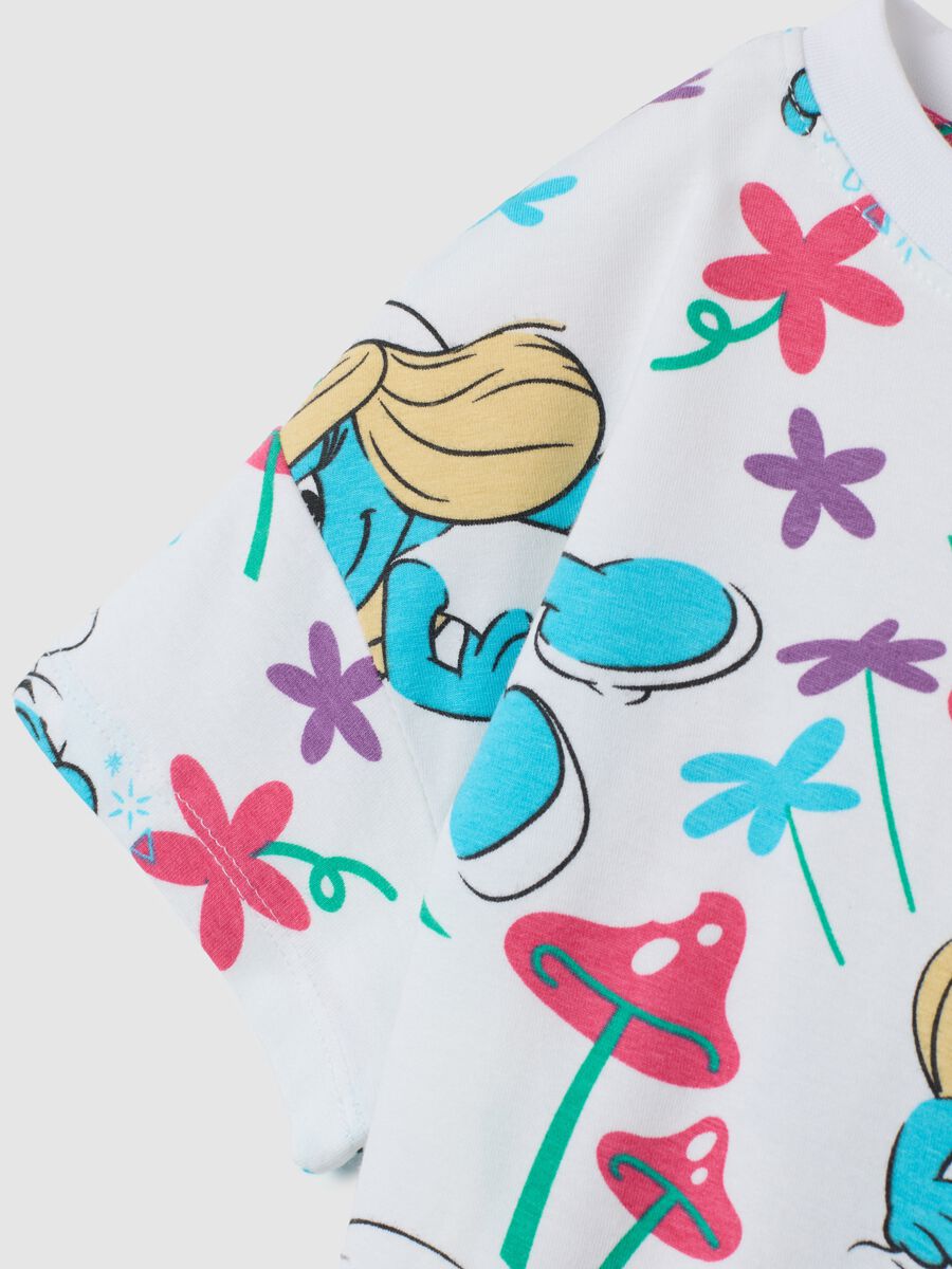 Girls' regular fit multicolor cotton T-shirt with Smurfs print_2