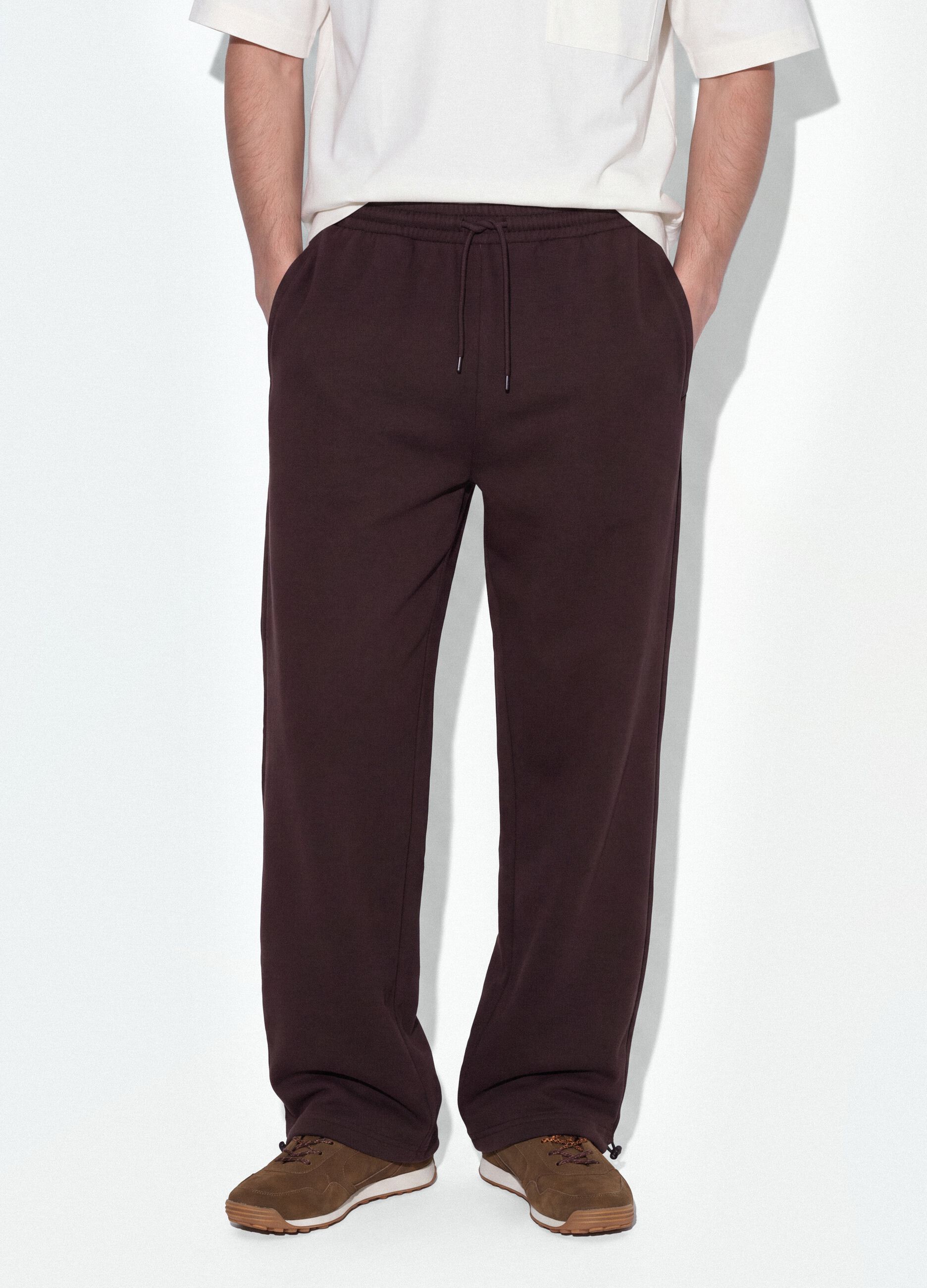 Brown pure cotton joggers with elasticated waist, oversized fit