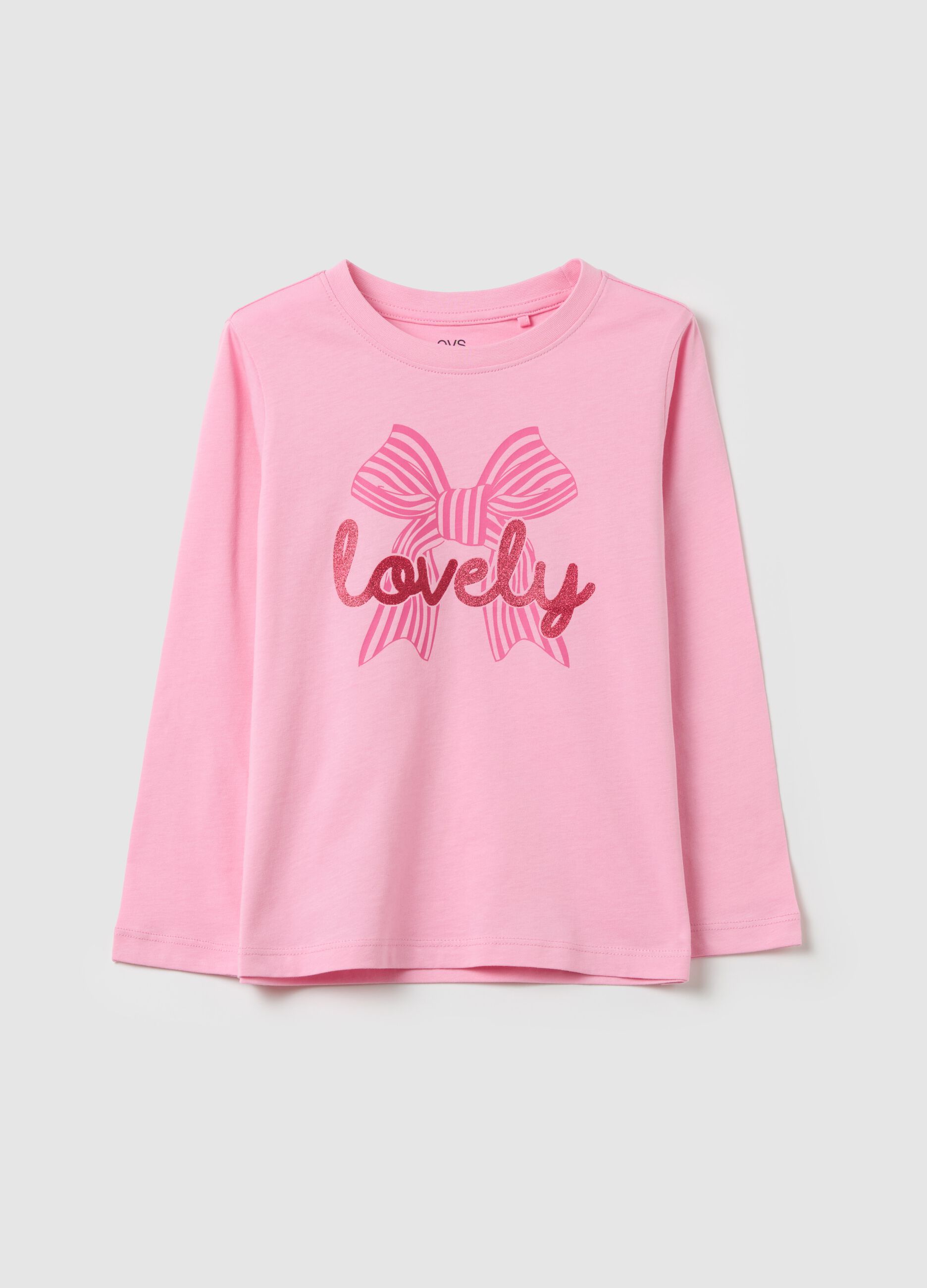 "Lovely" T-shirt with long sleeves in cotton