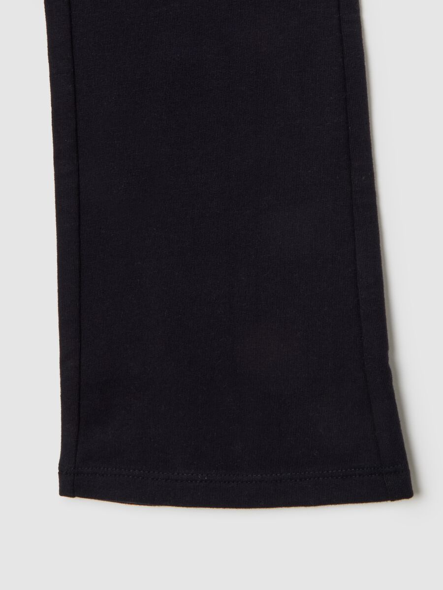 Girls' black cotton stretch flare treggings_3