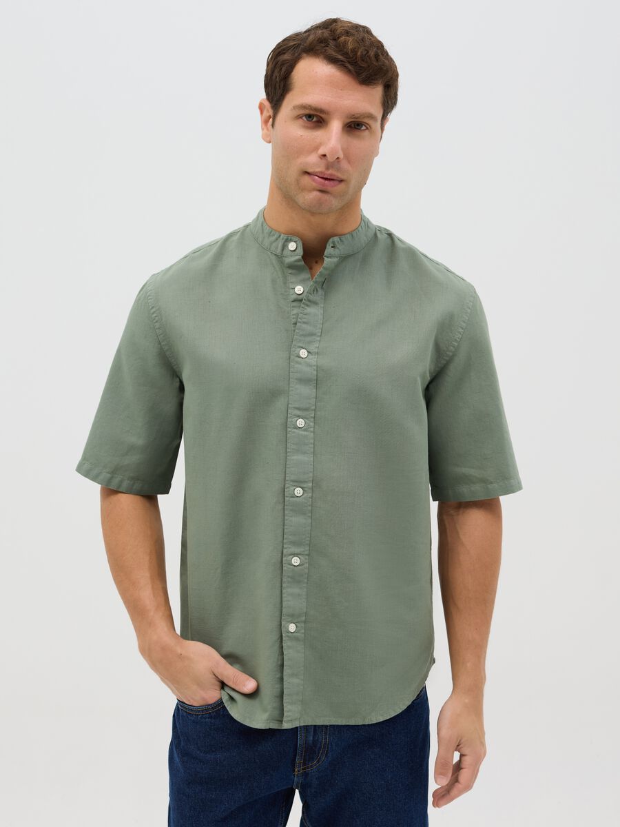 Green cotton and linen shirt by Ovs_0