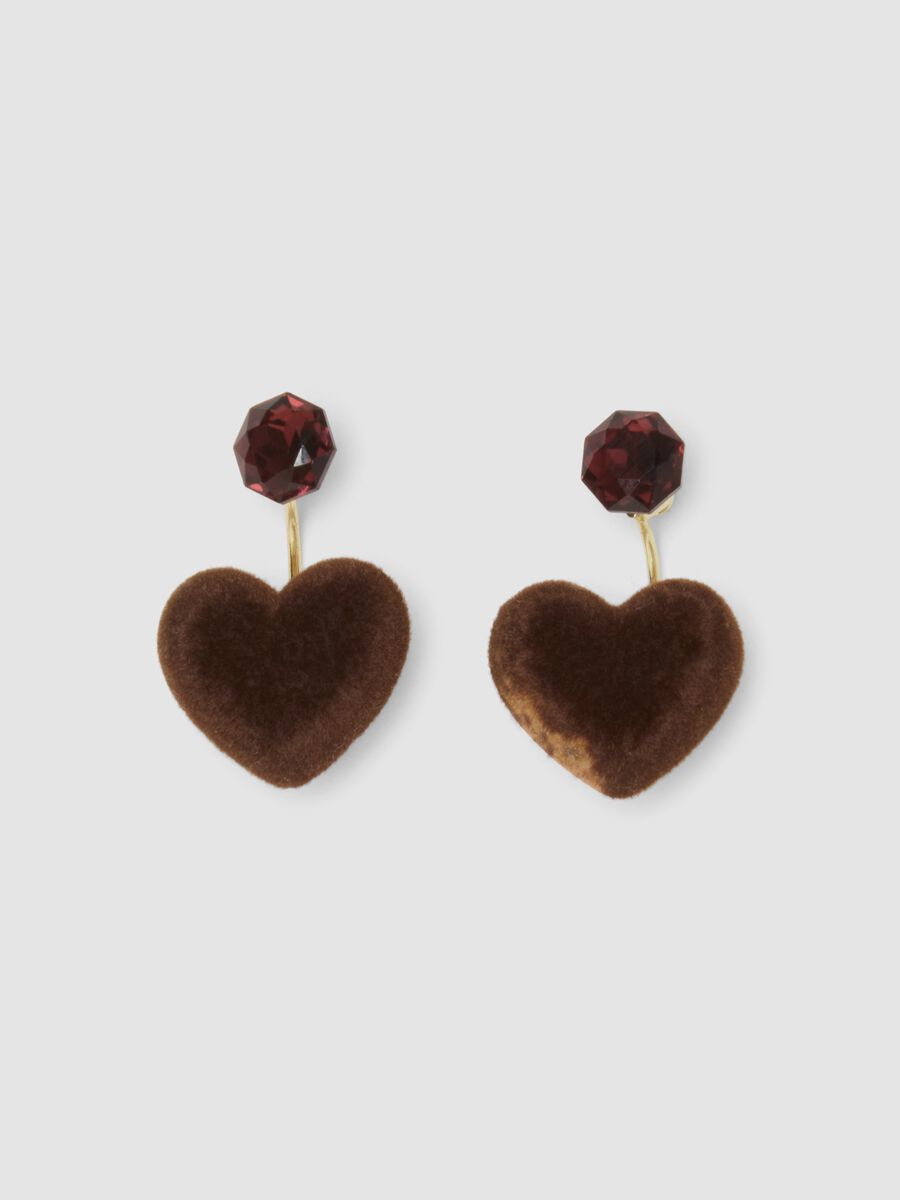 Brown heart earrings with red stone_0