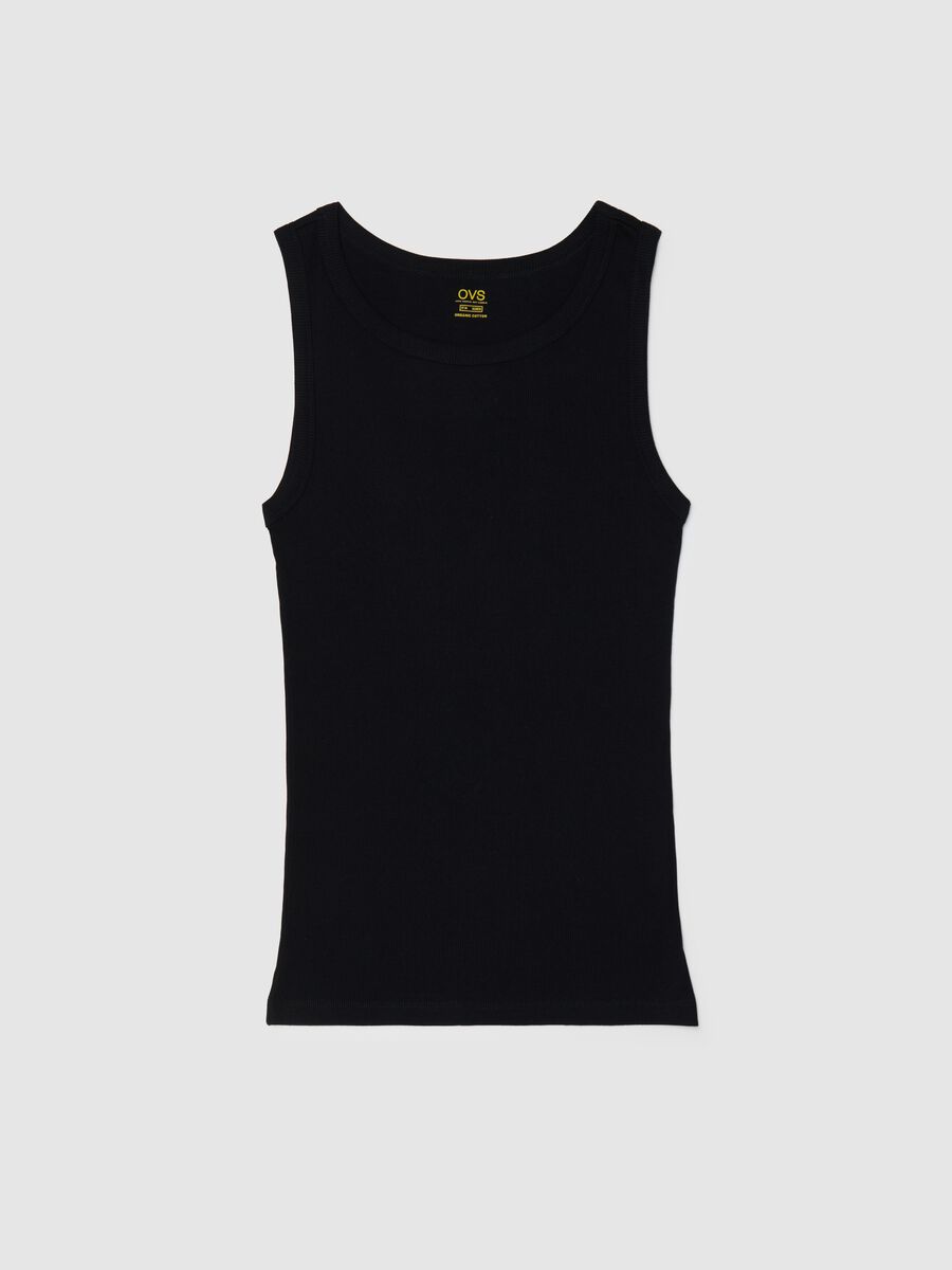 Black vest with round ribbed neck_4