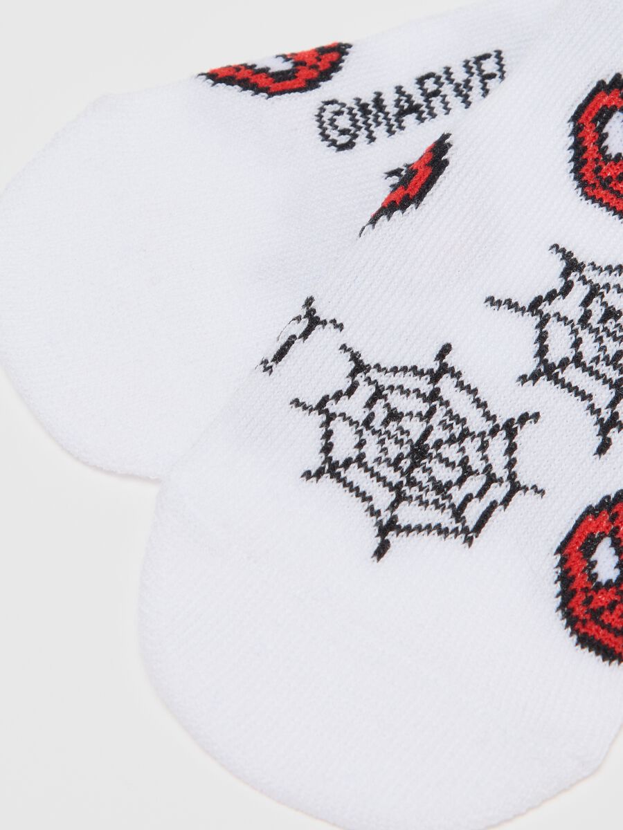 Two-pair pack short blue and white socks with Spider-Man design_2
