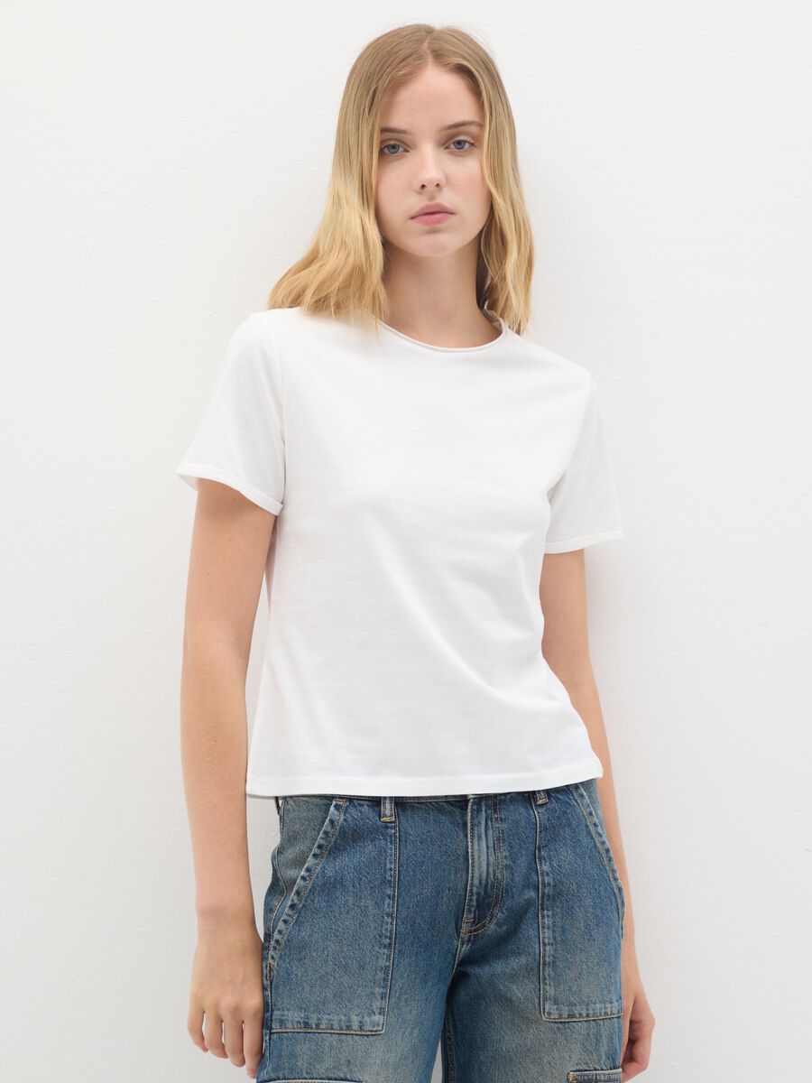T-shirt in puro cotone bianca regular fit_0