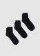 Three-pack black cotton blend regular fit sports socks_0