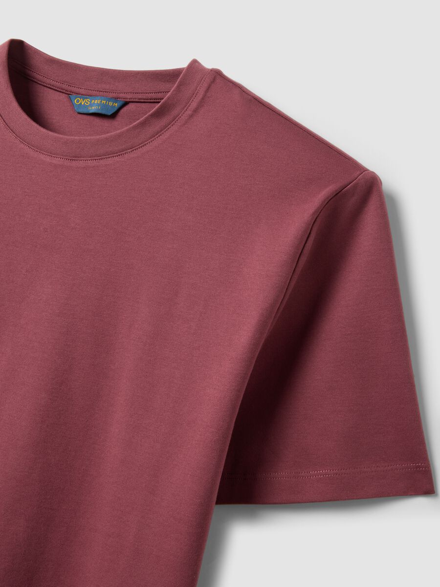 Red slim-fit T-shirt in pure mercerised cotton_5