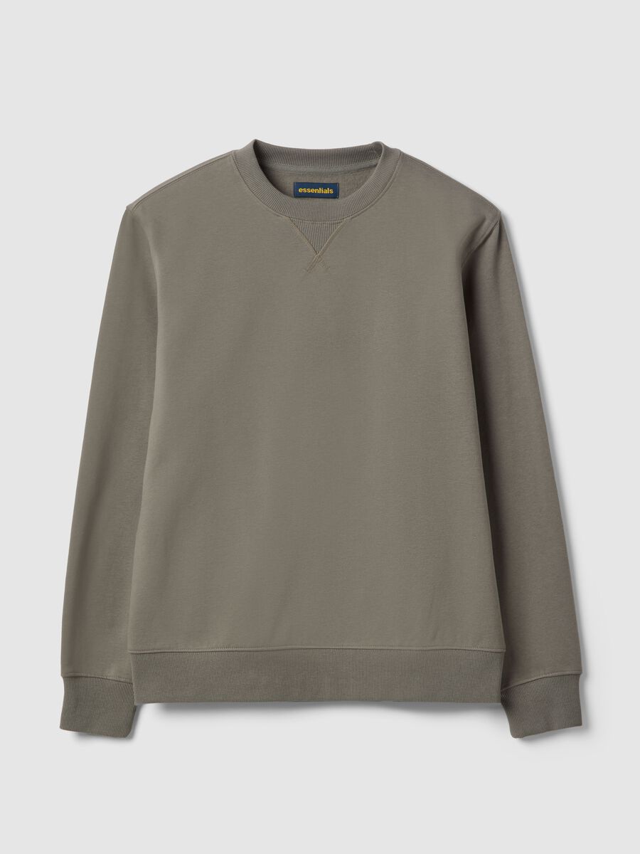Regular fit grey cotton blend crewneck sweatshirt_4