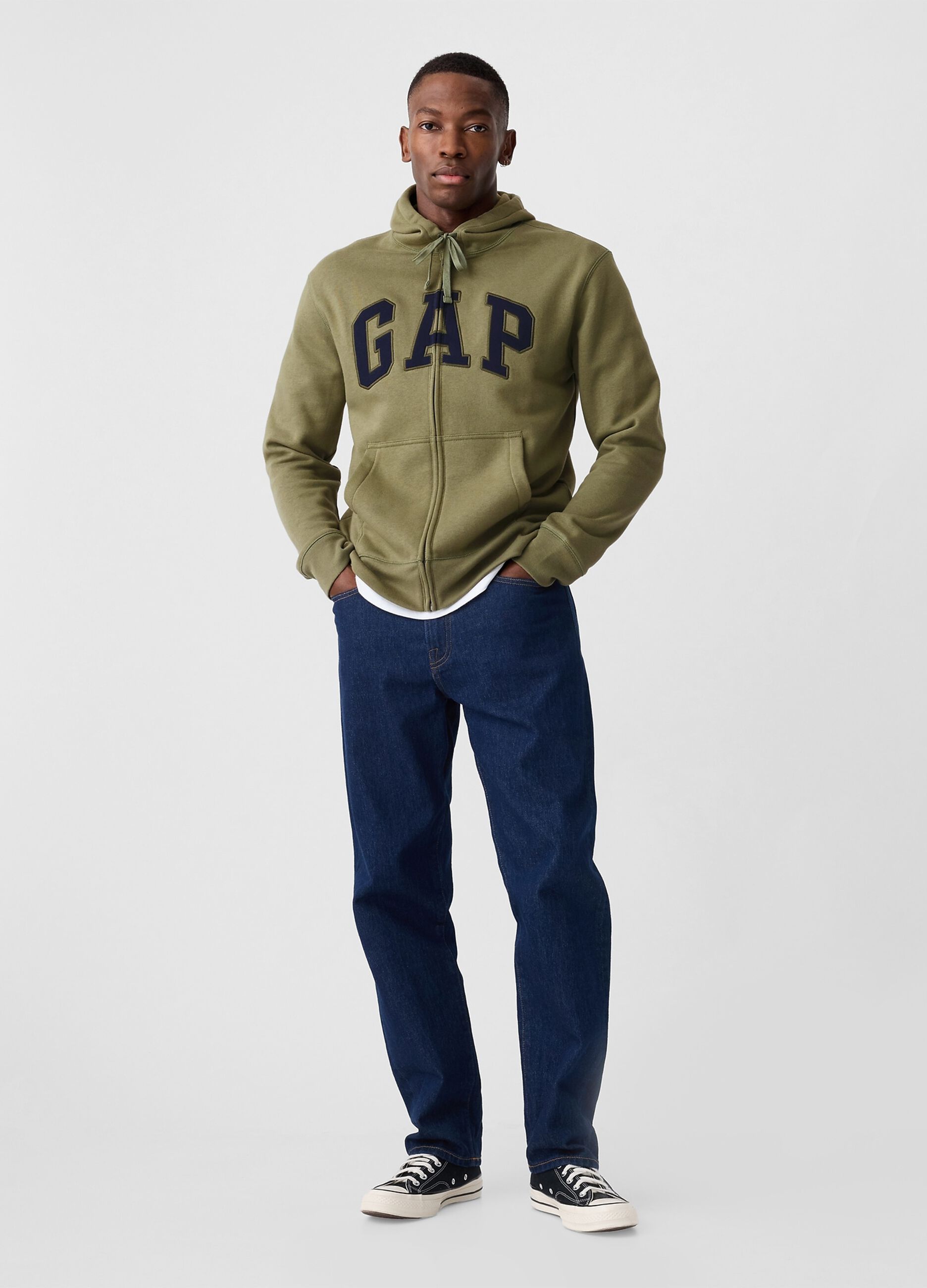 Full-zip con cappuccio e ricamo logo