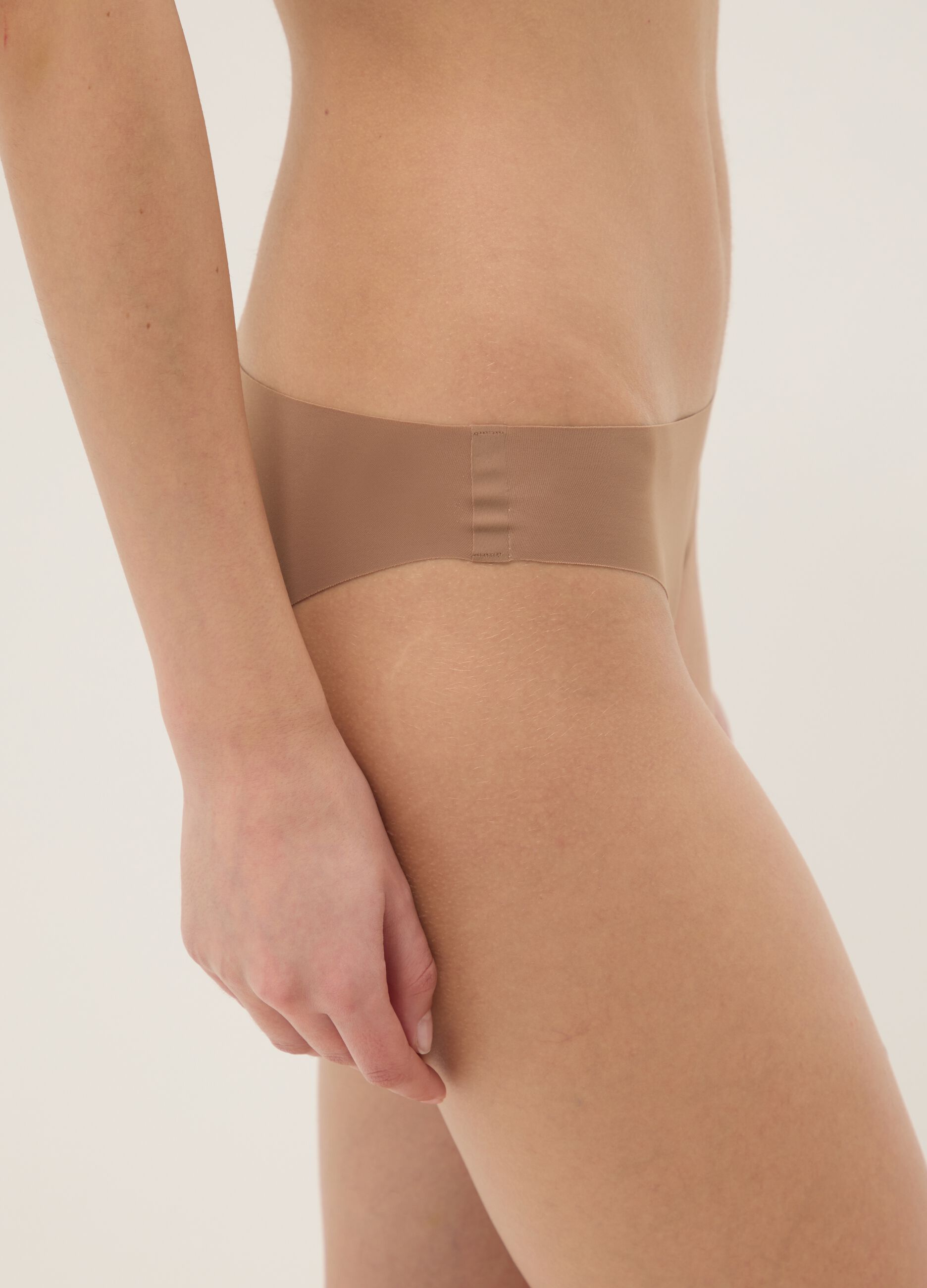 Brown regular fit seamless briefs