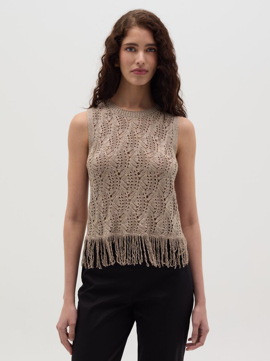 Lurex tank top with fringes_0