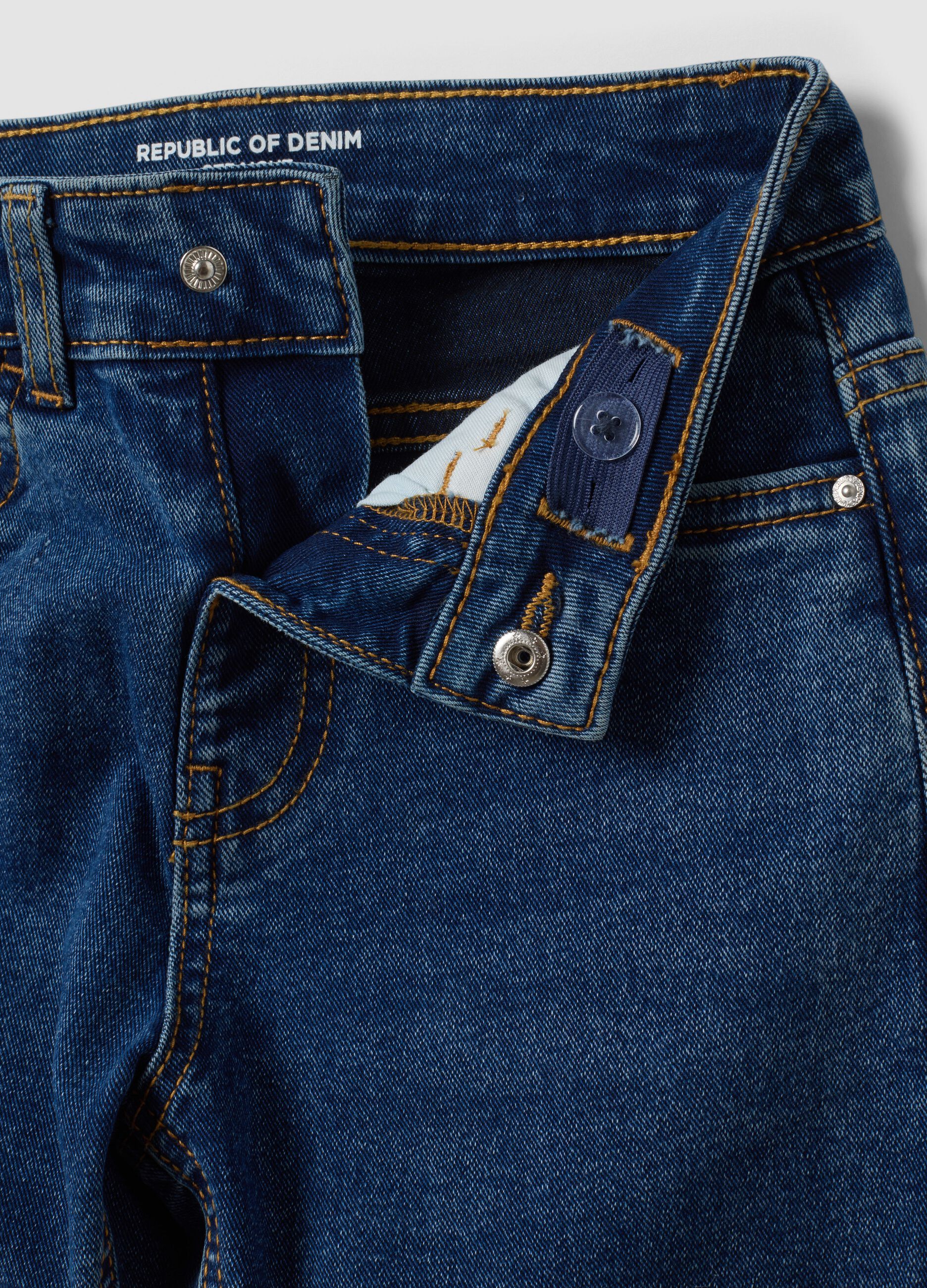 Blue denim straight-fit stretch cotton jeans for boys