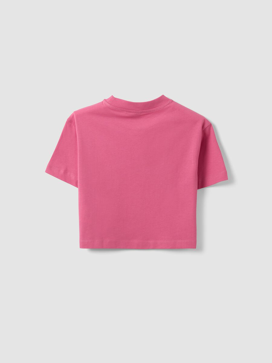 Pink pure cotton T-shirt with appliqu&eacute; stars, regular fit for girls_1