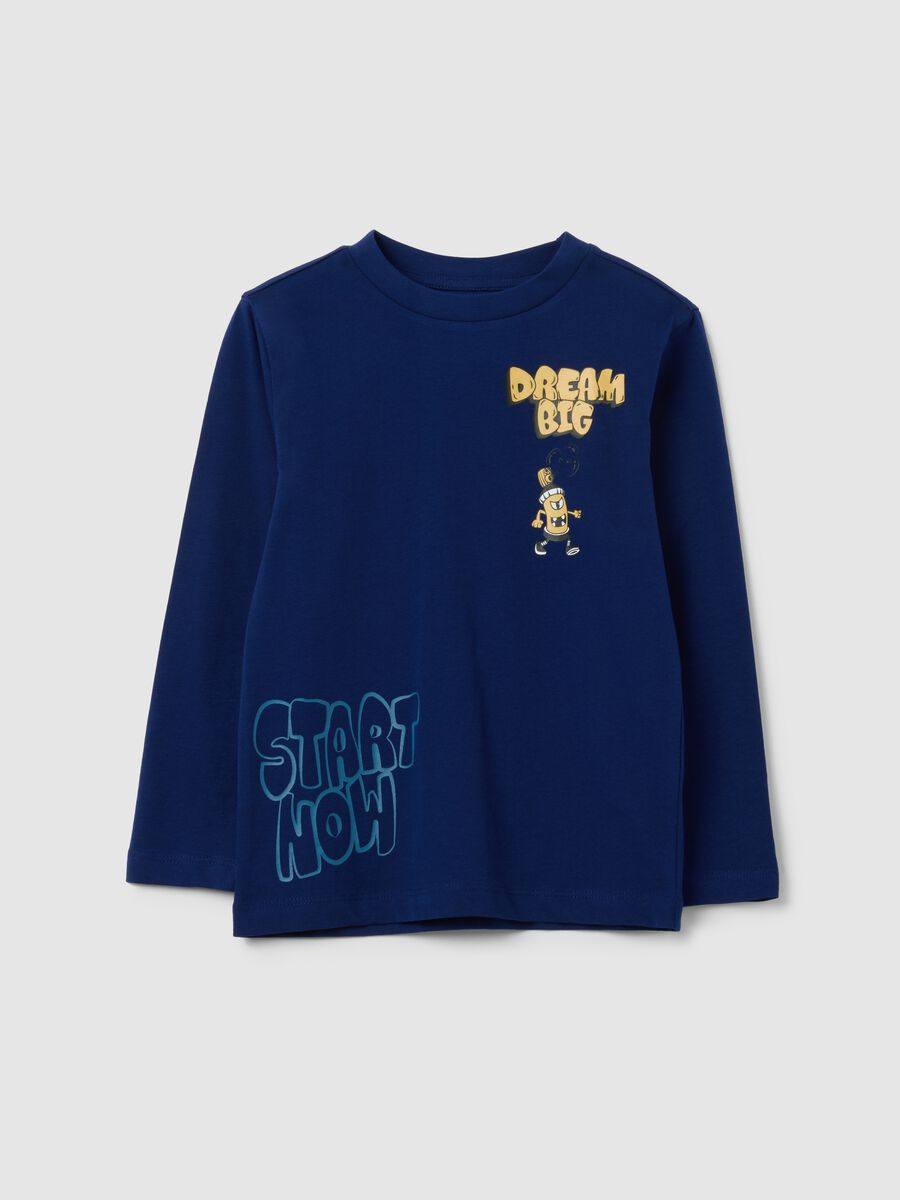 Children's blue pure cotton T-shirt regular fit with print_0