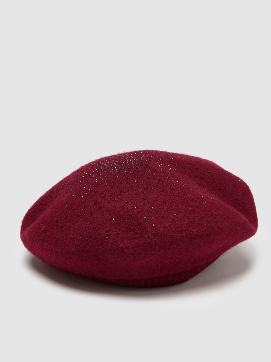 Girls' Red Wool Blend Beret_0