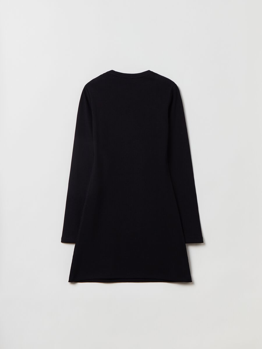 Abito lungo in cotone stretch a costine_1
