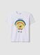 White pure cotton regular fit T-shirt with SpongeBob print_4