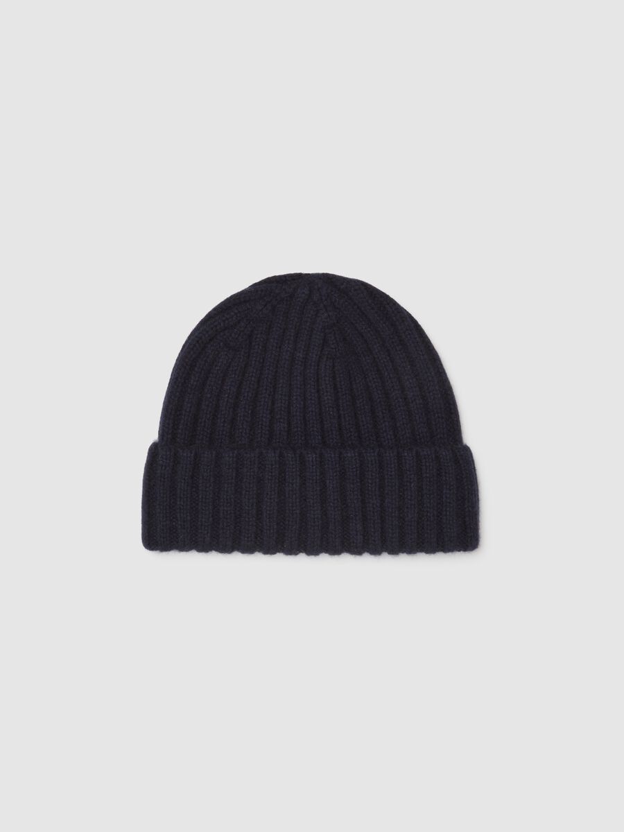 Cappello blu in puro cashmere_0