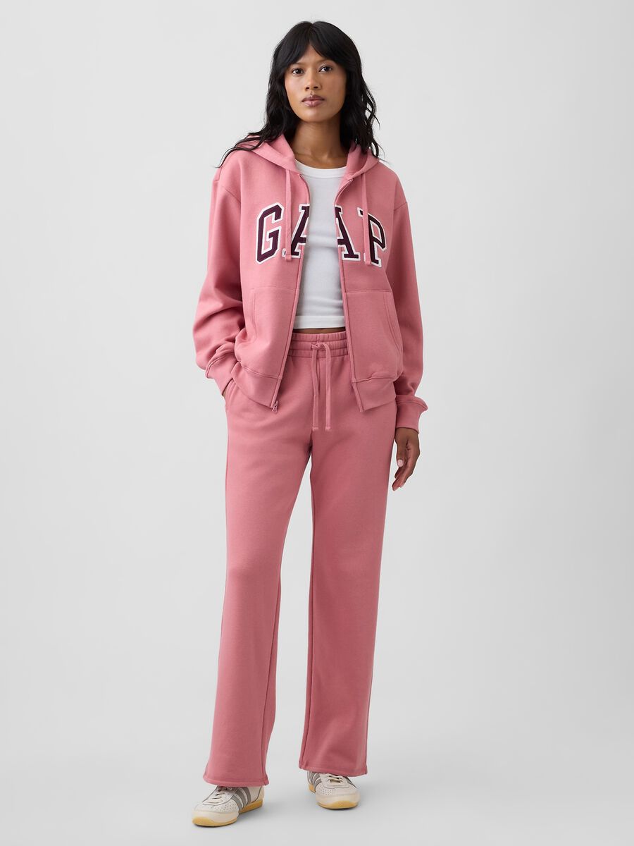 Felpa rosa con cappuccio in misto cotone e logo GAP_1
