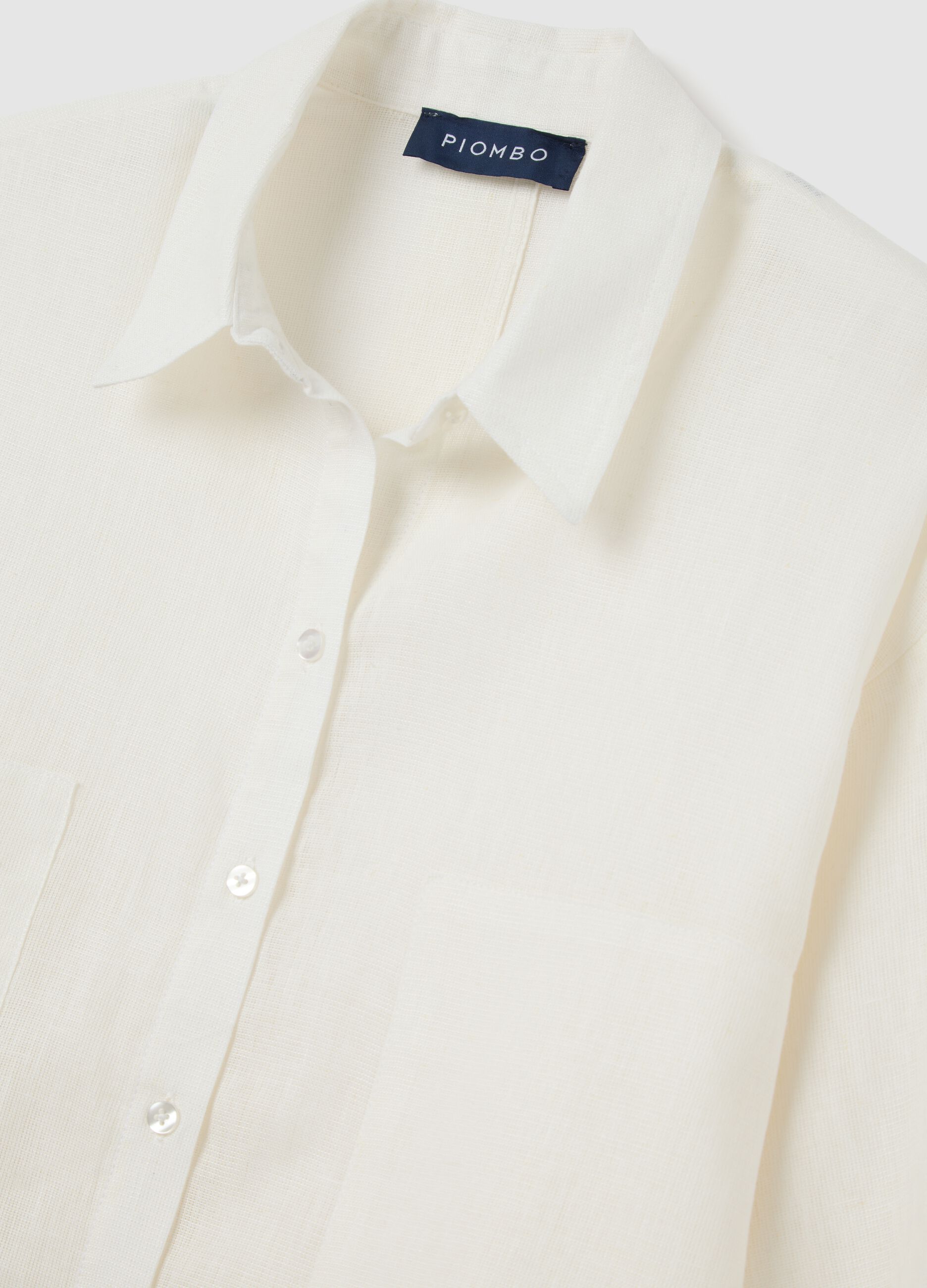 Camicia oversize da donna in misto lino bianca