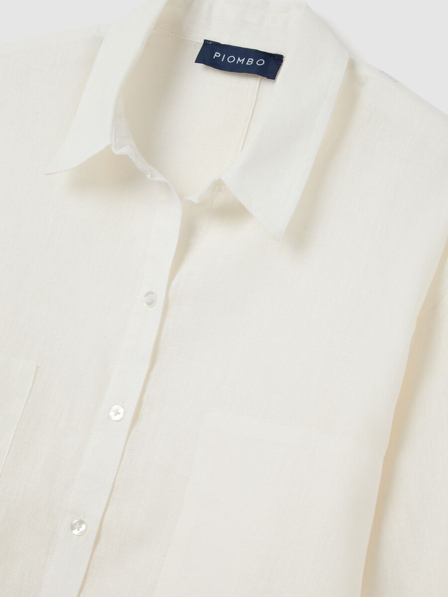 Women's white oversized shirt in linen blend_5