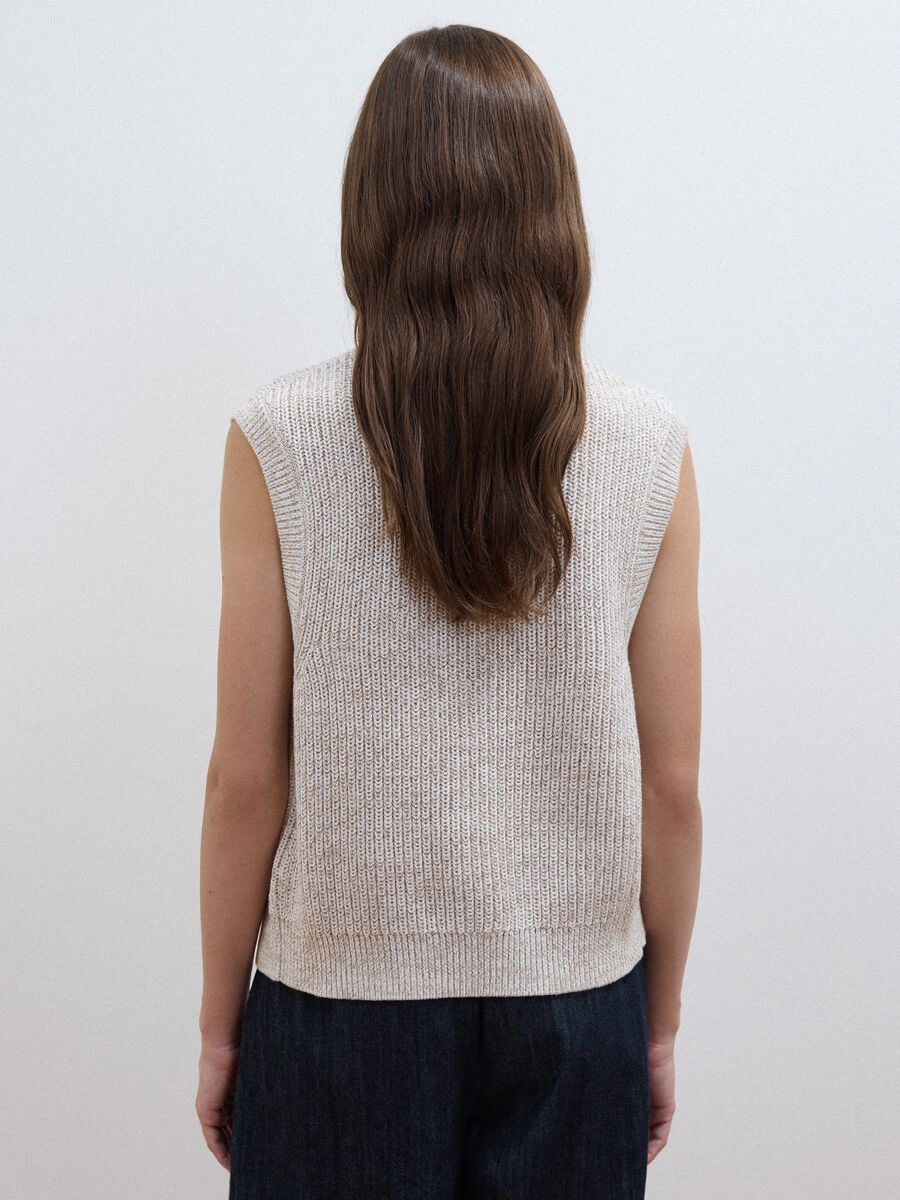 Gilet bianco in puro cotone a maglia con girocollo regular fit_3