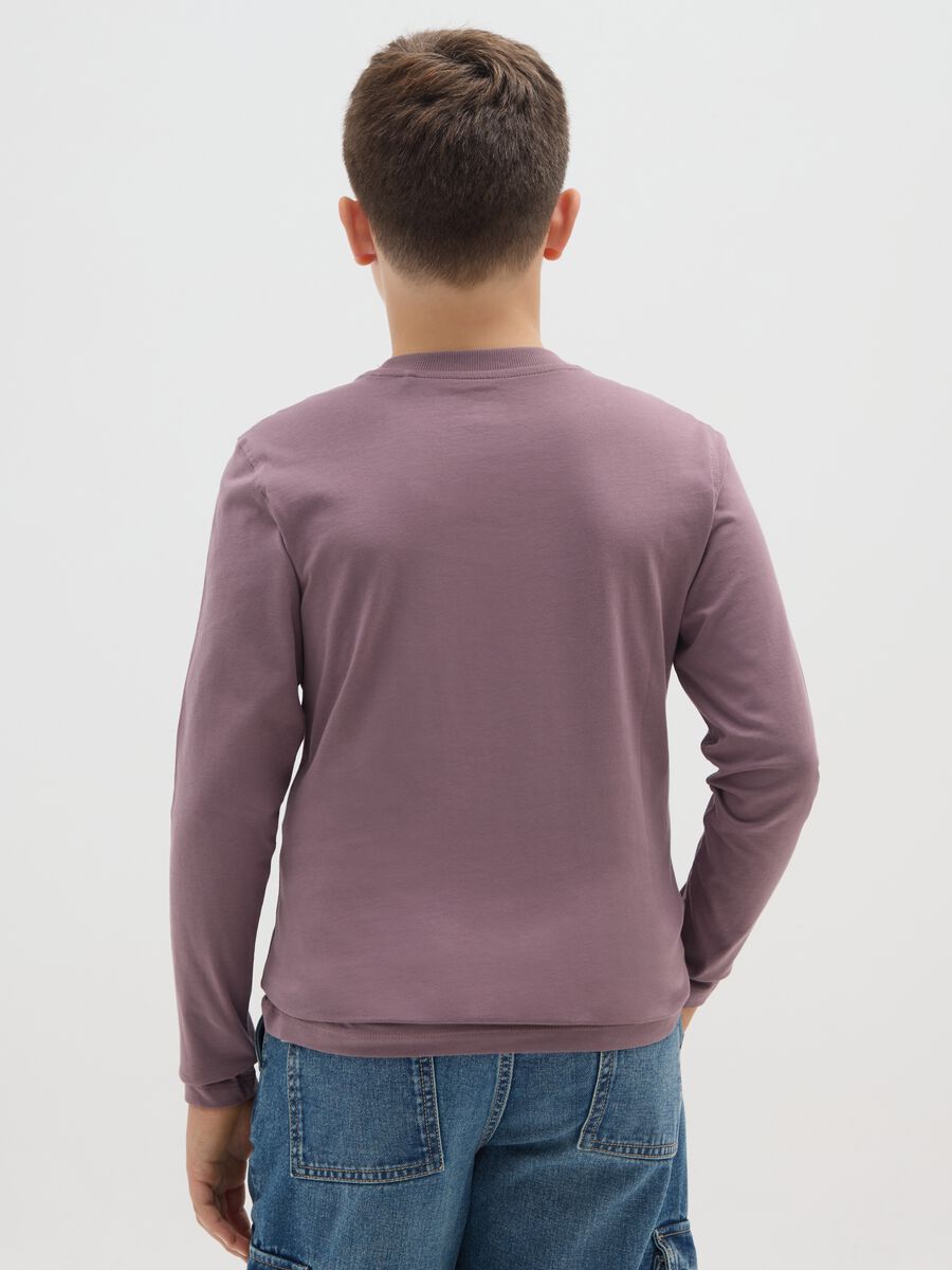 Maglietta da ragazzo in puro cotone viola vestibilità over_1