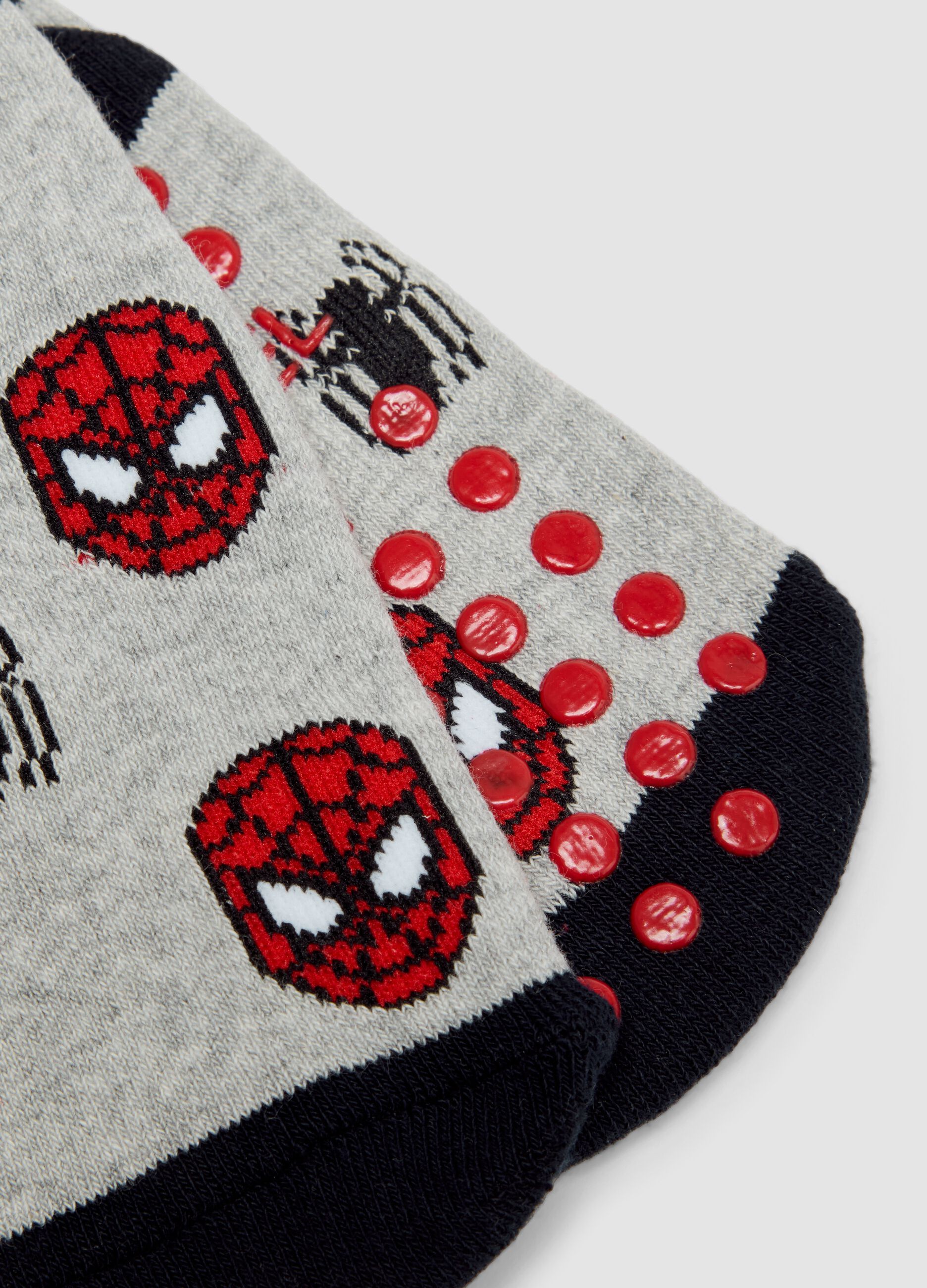 2-pack organic stretch cotton anti-slip socks with MARVEL Spider-Man theme