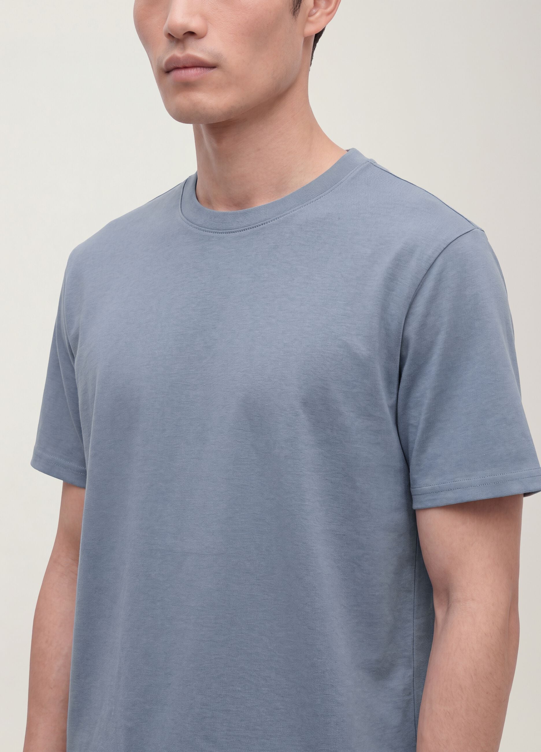 Blue pure cotton short-sleeve relaxed fit T-shirt