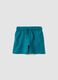 Blue pure organic cotton shorts with elasticated waistband for baby boy, regular fit_0