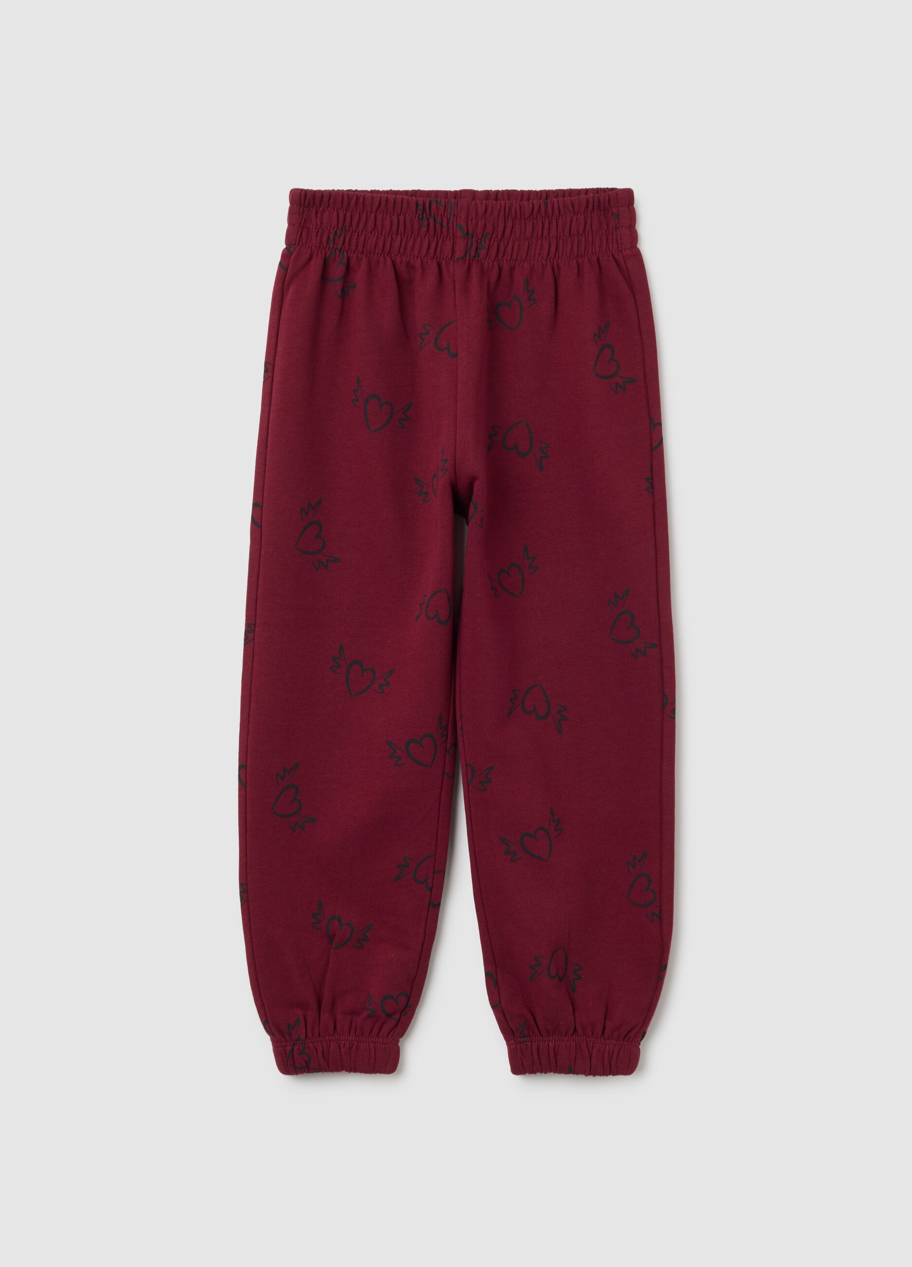 Pantaloni da bambina in puro cotone rossi regular fit