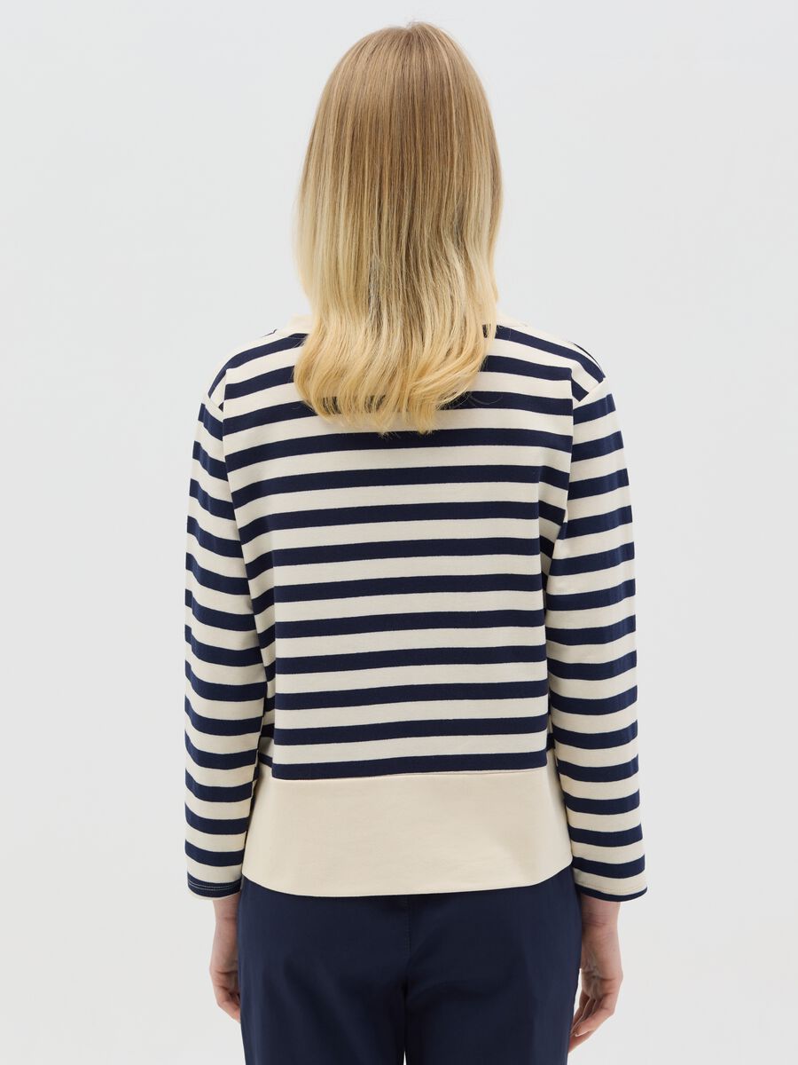 Blue and white striped top with long sleeves_3