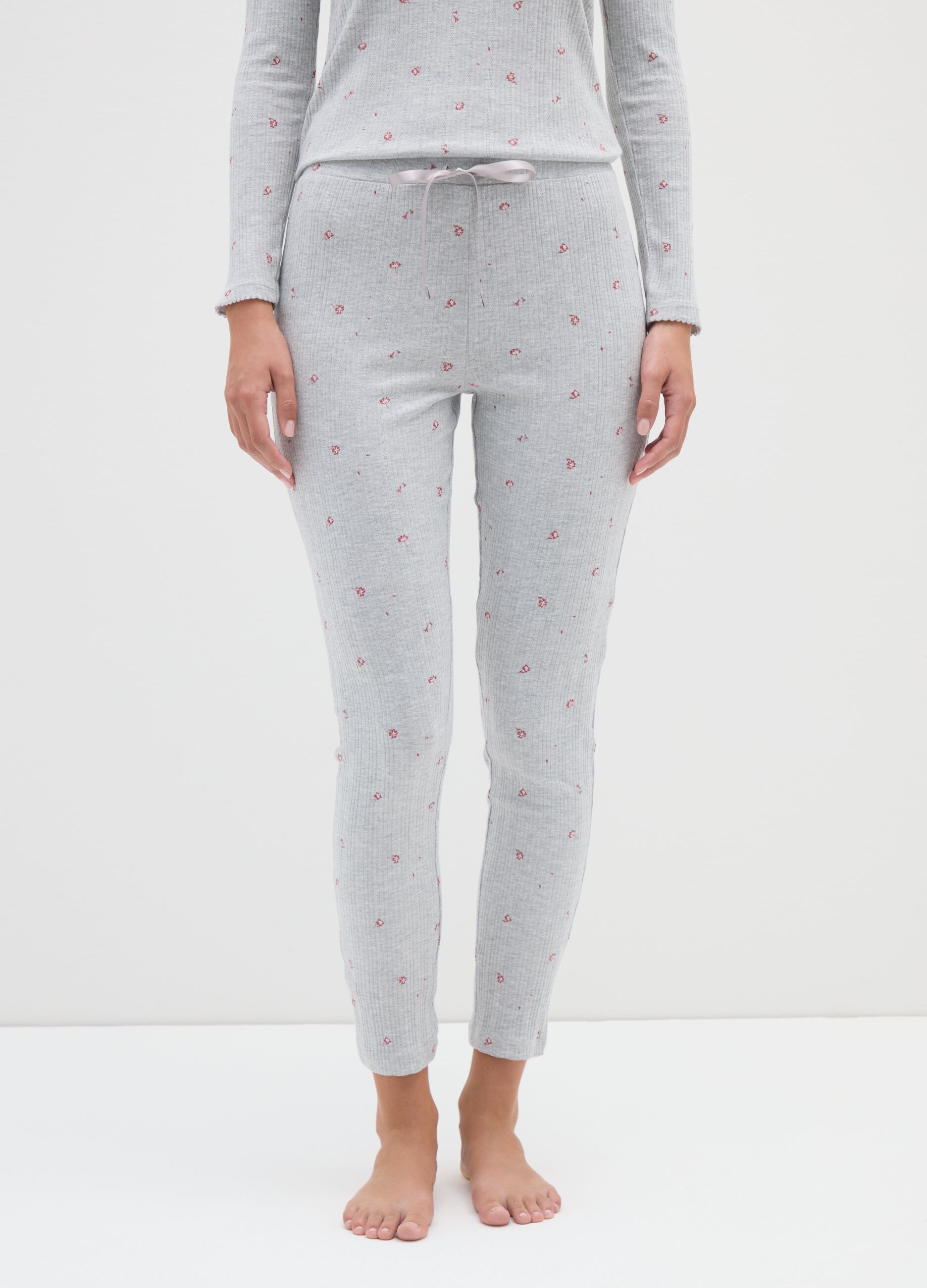 Grey Cotton Blend Pyjama Trousers