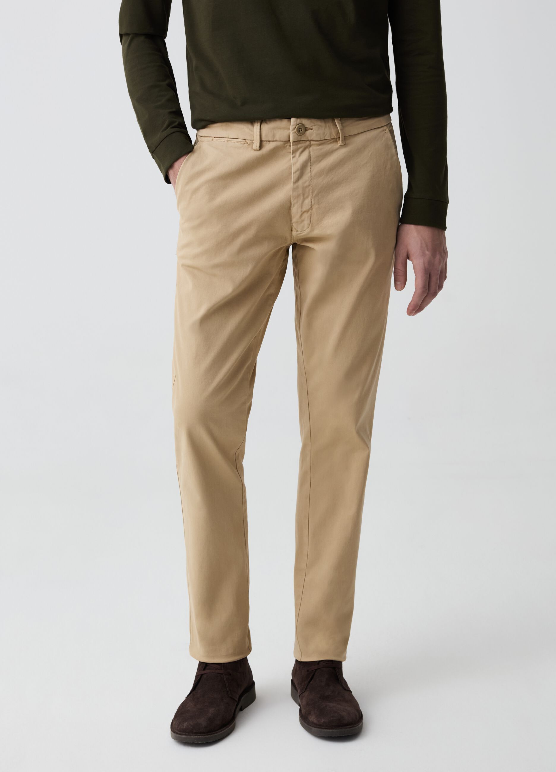 Slim-fit chino trousers in stretch cotton
