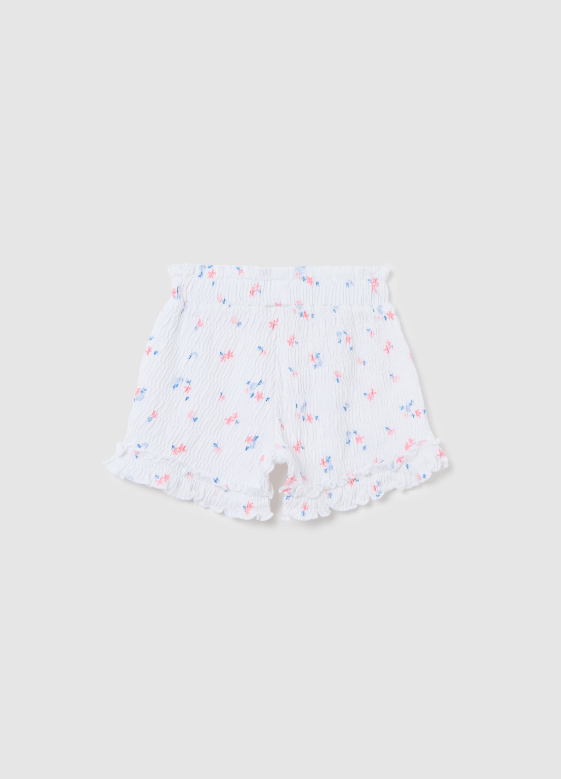 Girls’ shorts in white cotton blend with regular fit