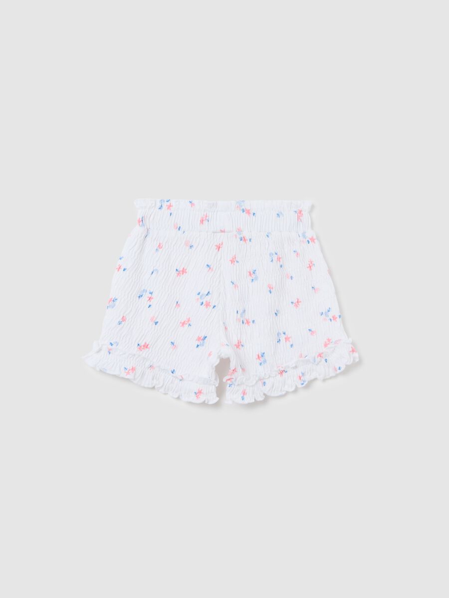 Girls’ shorts in white cotton blend with regular fit_1