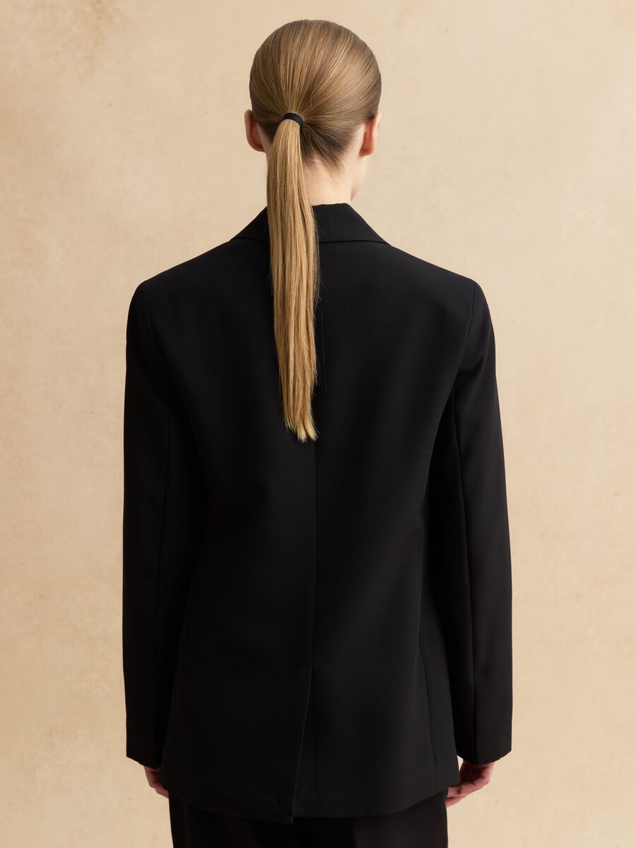 Black Viscose Blend Blazer Regular Fit_3