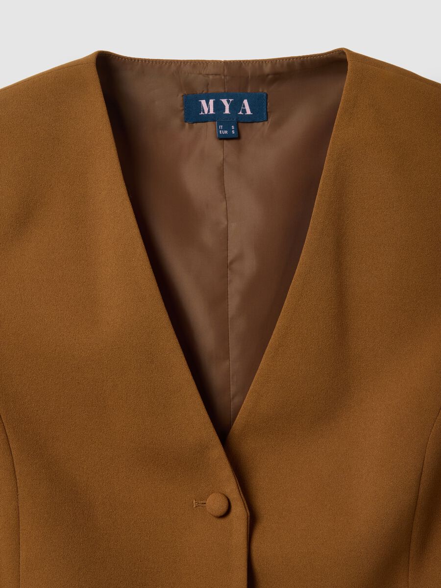 Brown regular fit waistcoat with buttons_5