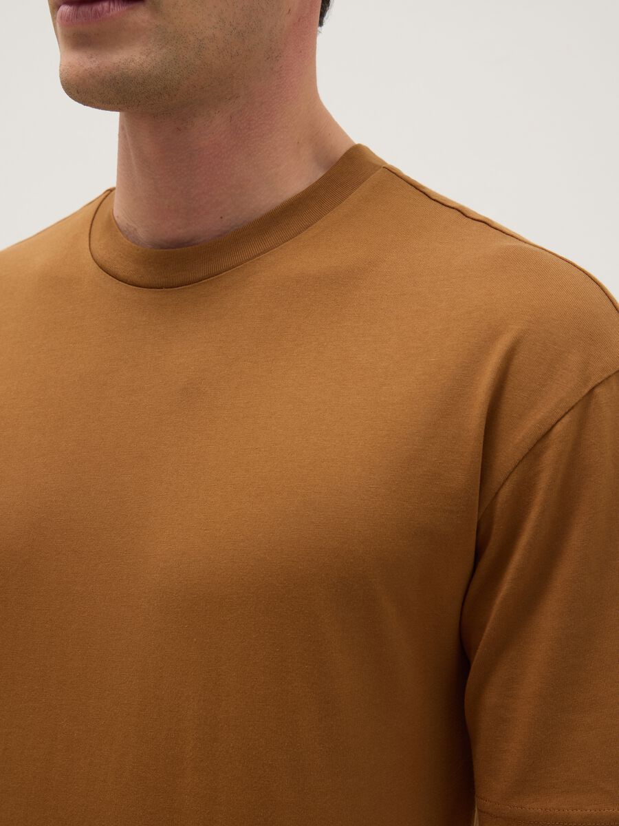 Brown pure cotton relaxed fit T-shirt_3
