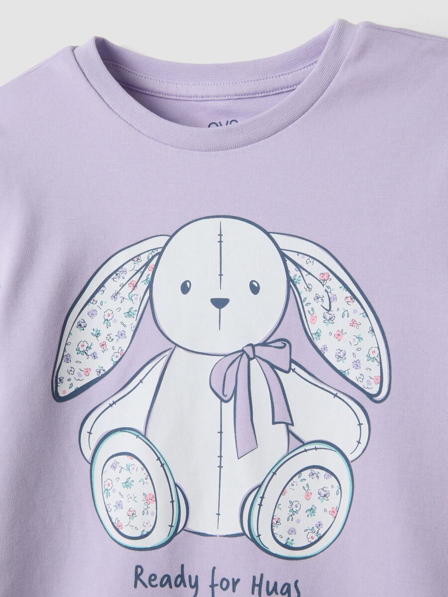Purple pure organic cotton girls&rsquo; pyjamas with bunny print_2