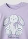 Pigiama viola in puro cotone organico con stampa coniglio per bambina_2